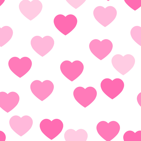 Pink hearts seamless pattern. Random scattered hearts background. Love or Valentine theme. Vector illustration.のイラスト素材