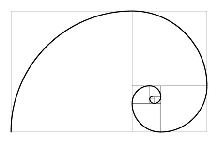 Golden ratio geometric concept. Fibonacci spiral. Vector illustrationのイラスト素材