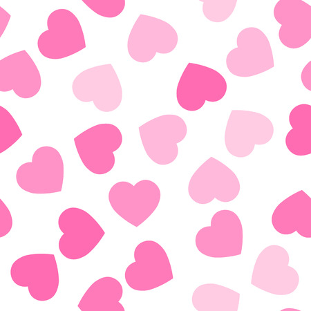 Pink hearts seamless pattern. Random scattered hearts background. Love or Valentine theme. Vector illustration.のイラスト素材