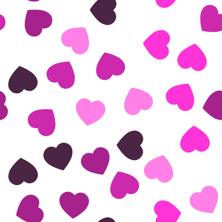 Pink hearts seamless pattern. Random scattered hearts background. Love or Valentine theme. Vector illustration.のイラスト素材