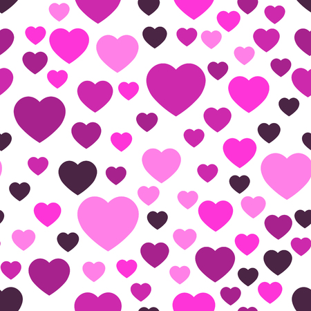 Pink hearts seamless pattern. Random scattered hearts background. Love or Valentine theme. Vector illustration.のイラスト素材