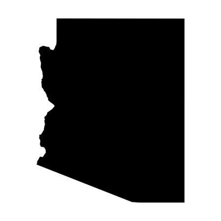 Arizona, state of USA - solid black silhouette map of country area. Simple flat vector illustration.のイラスト素材
