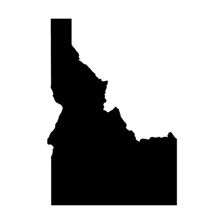 Idaho, state of USA - solid black silhouette map of country area. Simple flat vector illustration.のイラスト素材