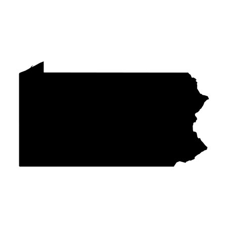 Pennsylvania, state of USA - solid black silhouette map of country area. Simple flat vector illustration.のイラスト素材