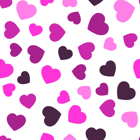 Pink hearts seamless pattern. Random scattered hearts background. Love or Valentine theme. Vector illustration.のイラスト素材