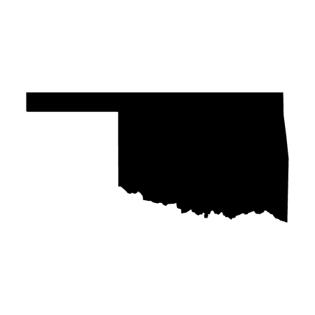 Oklahoma, state of USA - solid black silhouette map of country area. Simple flat vector illustration.のイラスト素材
