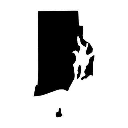 Rhode Island, state of USA - solid black silhouette map of country area. Simple flat vector illustration.のイラスト素材