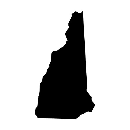 New Hampshire, state of USA - solid black silhouette map of country area. Simple flat vector illustration.のイラスト素材