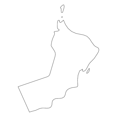 Oman - solid black outline border map of country area. Simple flat vector illustration.のイラスト素材