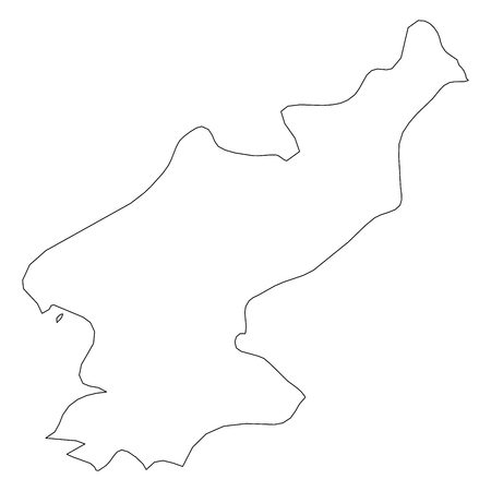 North Korea, Democratic Peoples Republic of Korea, DPRK - solid black outline border map of country area. Simple flat vector illustration.のイラスト素材