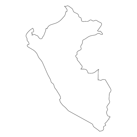 Peru - solid black outline border map of country area. Simple flat vector illustration.のイラスト素材