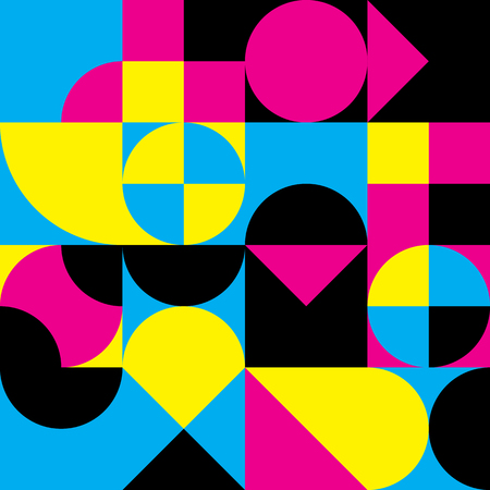 Abstract geometric retro design. Vector seamless pattern in CMYK colors.のイラスト素材
