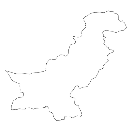 Pakistan - solid black outline border map of country area. Simple flat vector illustration.の写真素材