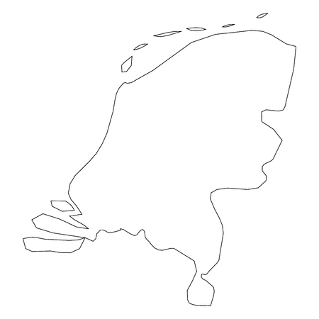 Netherlands, Holland - solid black outline border map of country area. Simple flat vector illustration.の写真素材