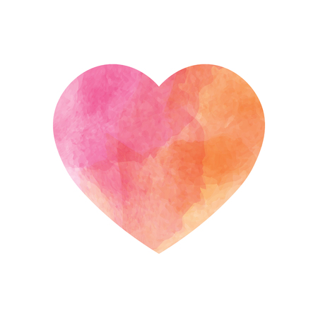 Pink heart with watercolor texture design. Simple flat vector illustration.のイラスト素材