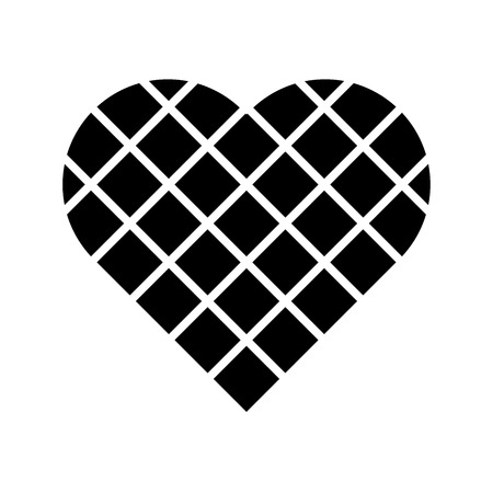 Black checkered heart. Square grid in diagonal arrangement. Simple flat vector icon.のイラスト素材