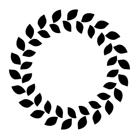 Wreath ring of black leafs. Simple flat vector illustration.のイラスト素材