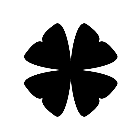 Shamrock silhouette - black four leaf clover icon. Good luck theme design element. Simple shape vector illustration.のイラスト素材