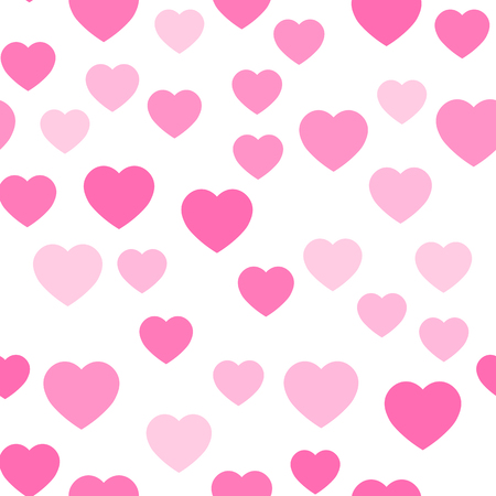 Pink hearts seamless pattern. Random scattered hearts background. Love or Valentine theme. Vector illustration.のイラスト素材