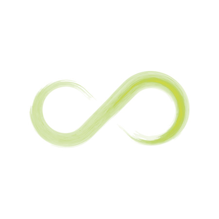 Green infinity symbol icon. Hand drawn watercolor vectori illustration.のイラスト素材