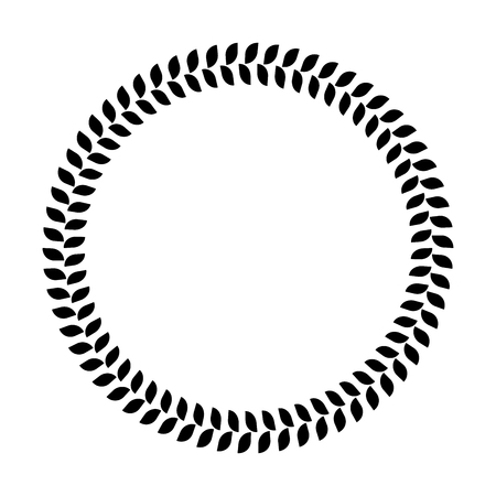 Wreath ring of black leafs. Simple flat vector illustration.のイラスト素材