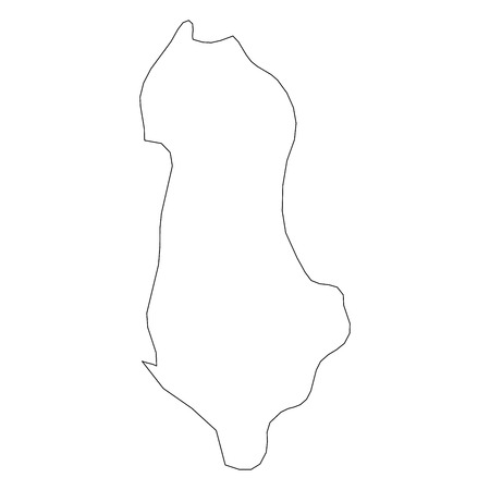 Albania - solid black outline border map of country area. Simple flat vector illustration.のイラスト素材