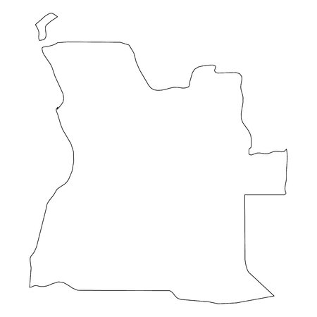 Angola - solid black outline border map of country area. Simple flat vector illustration.のイラスト素材