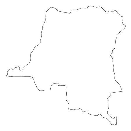 Democratic Republic of the Congo - solid black outline border map of country area. Simple flat vector illustration.のイラスト素材
