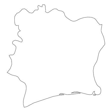 Cote d Ivoire - solid black outline border map of country area. Simple flat vector illustration.のイラスト素材