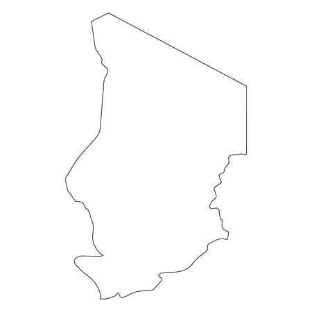 Chad - solid black outline border map of country area. Simple flat vector illustration.のイラスト素材