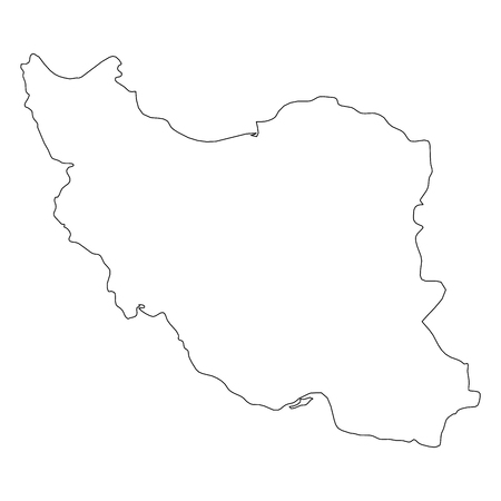 Iran - solid black outline border map of country area. Simple flat vector illustration.のイラスト素材