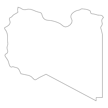 Libya - solid black outline border map of country area. Simple flat vector illustration.のイラスト素材