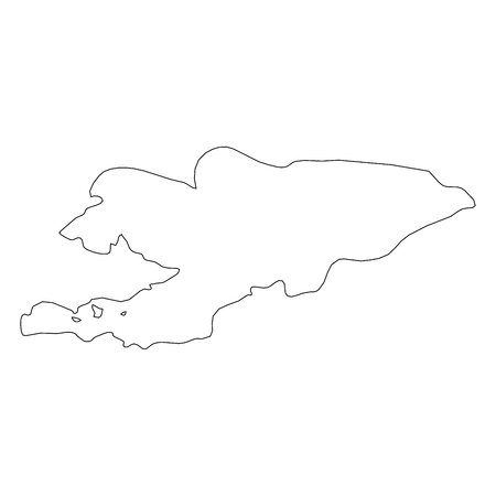 Kyrgyzstan - solid black outline border map of country area. Simple flat vector illustration.のイラスト素材