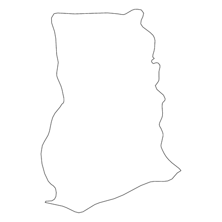 Ghana - solid black outline border map of country area. Simple flat vector illustration.のイラスト素材