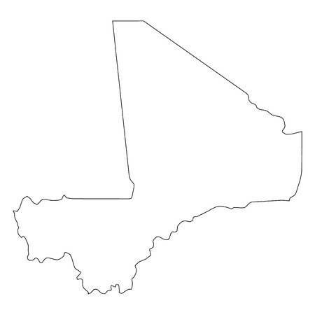 Mali - solid black outline border map of country area. Simple flat vector illustration.のイラスト素材