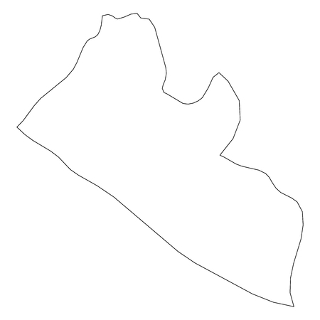 Liberia - solid black outline border map of country area. Simple flat vector illustration.のイラスト素材
