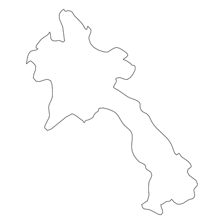 Laos - solid black outline border map of country area. Simple flat vector illustration.のイラスト素材