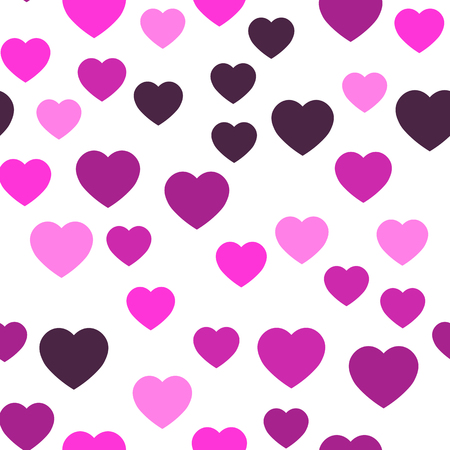 Pink hearts seamless pattern. Random scattered hearts background. Love or Valentine theme. Vector illustration.のイラスト素材