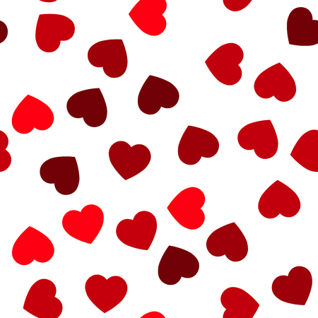Red hearts seamless pattern. Random scattered hearts background. Love or Valentine theme. Vector illustration.のイラスト素材