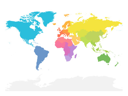 Colorful map of World divided into regions. Simple flat vector illustration.のイラスト素材