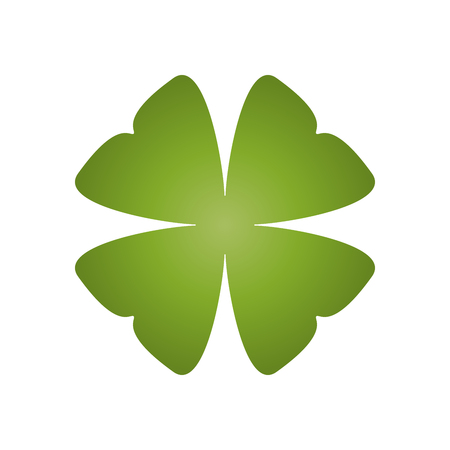 Shamrock - green gradient four leaf clover icon. Good luck theme design element. Simple geometrical shape vector illustration.のイラスト素材