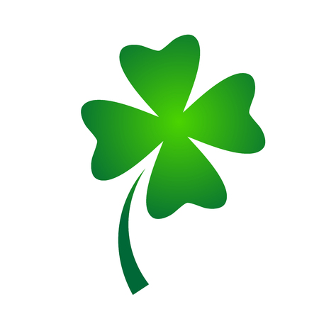 Shamrock - green gradient four leaf clover icon. Good luck theme design element. Simple geometrical shape vector illustration.のイラスト素材