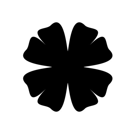 Shamrock silhouette - black four leaf clover icon. Good luck theme design element. Simple shape vector illustration.のイラスト素材