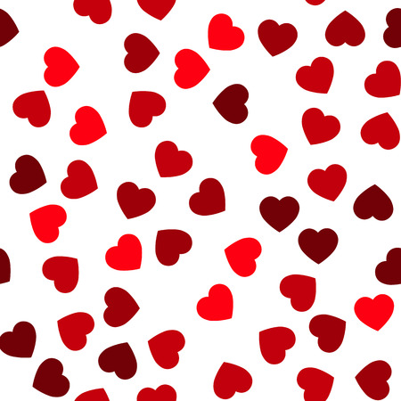 Red hearts seamless pattern. Random scattered hearts background. Love or Valentine theme. Vector illustration.のイラスト素材