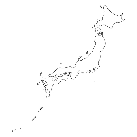 Japan - solid black outline border map of country area. Simple flat vector illustration.のイラスト素材
