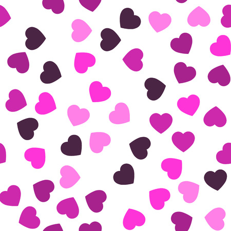 Pink hearts seamless pattern. Random scattered hearts background. Love or Valentine theme. Vector illustration.のイラスト素材