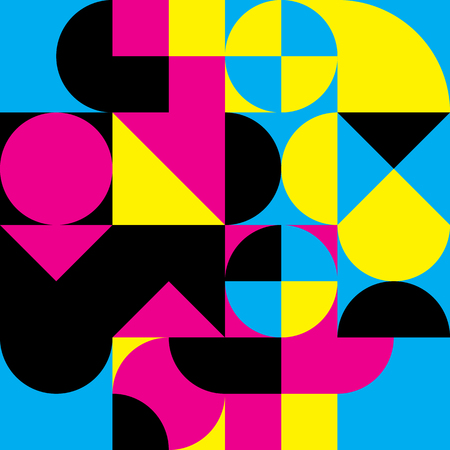 Abstract geometric retro design. Vector seamless pattern in CMYK colors.のイラスト素材