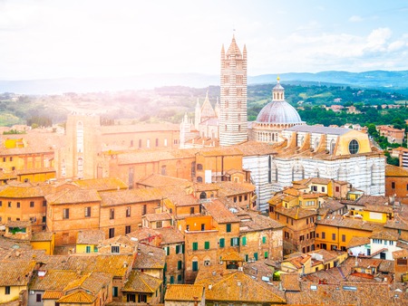Siena cityscape with Metropolitan Cathedral of Saint Mary of the Assumption, Siena, Tuscany, Italy.の写真素材