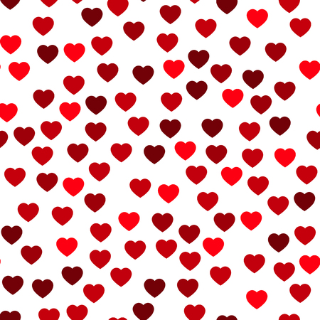 Red hearts seamless pattern. Random scattered hearts background. Love or Valentine theme. Vector illustration.のイラスト素材