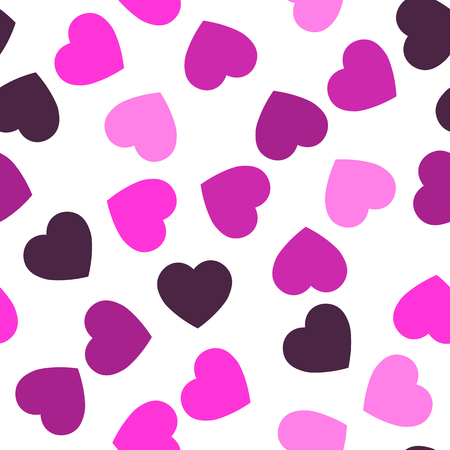 Pink hearts seamless pattern. Random scattered hearts background. Love or Valentine theme. Vector illustration.のイラスト素材